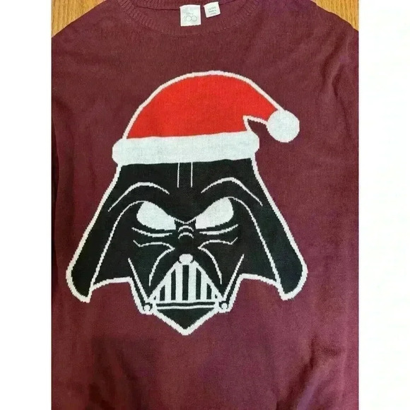 Disney 100 Mens Star Wars Darth Vader Fair Isle Sleeves Christmas Sweater Large - Picture 3 of 6